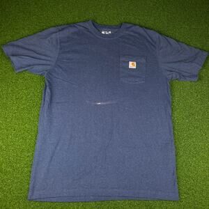 Carhartt Mens Blue Short Sleeve Loose Fit Pocket Workwear T-Shirt Sz L Tall